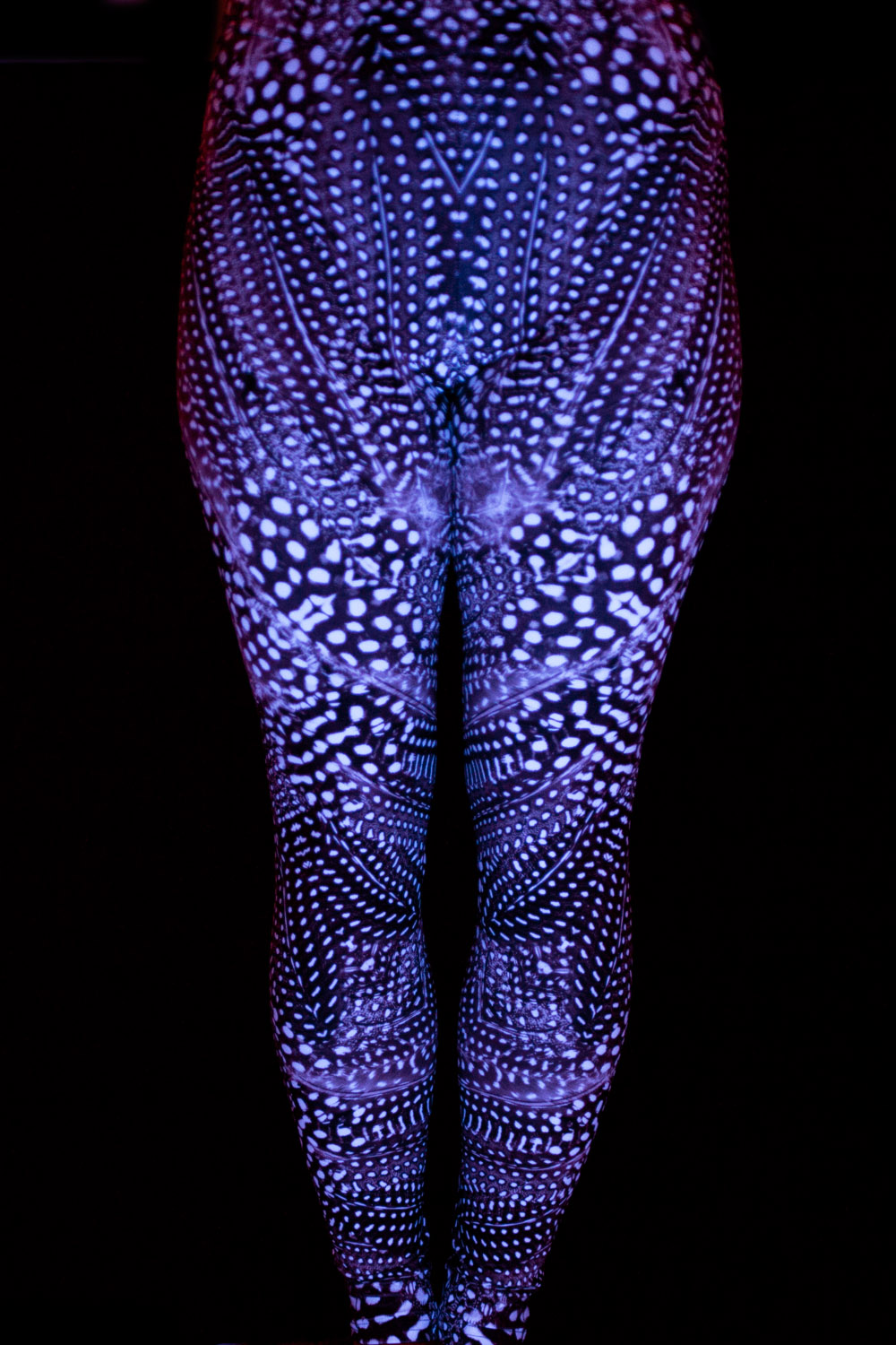 Women's Purple Leopard Print Leggings: UV Black Light Reactive
