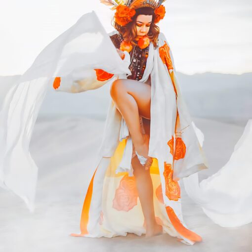 Moonflower Silk Veil Fans