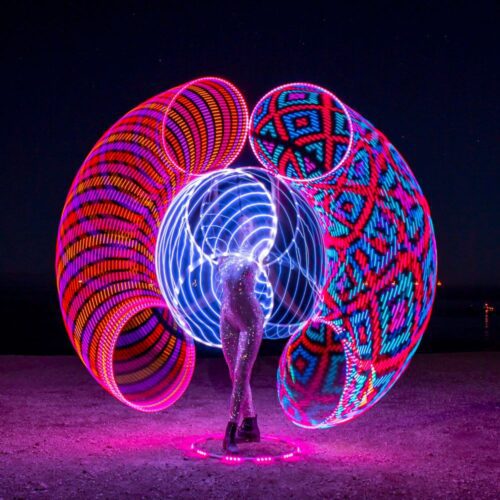 FutureHoop Designer - 27" hoop in 5/8" Clear Polypro tubing, HD LEDs, non-removable batteries (Ready to Ship)