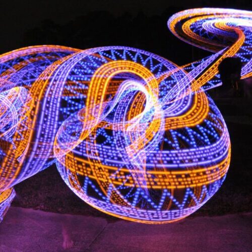 FutureHoop Shuffle - 28" hoop in 3/4" Transucent Dew tubing, removable batteries