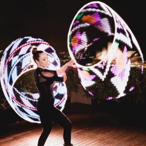 FutureHoop Designer - 28" hoop in 5/8" Clear Polypro tubing, HD LEDs, non-removable batteries